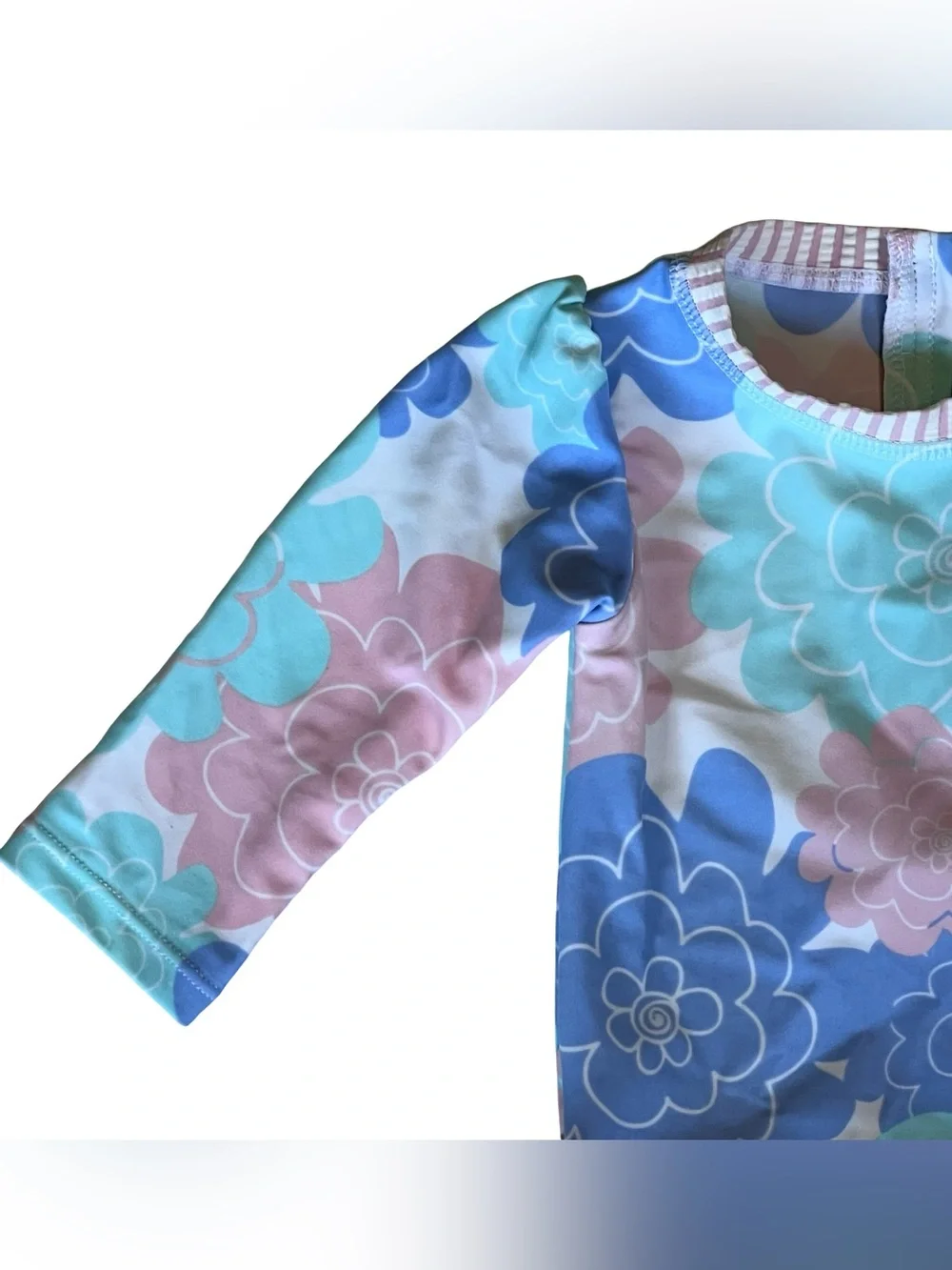 Ruffle Butts Infant Girls 6-12 Months Pastel Bow One Piece Swimsuit Long Sleeve - Picture 3 of 11